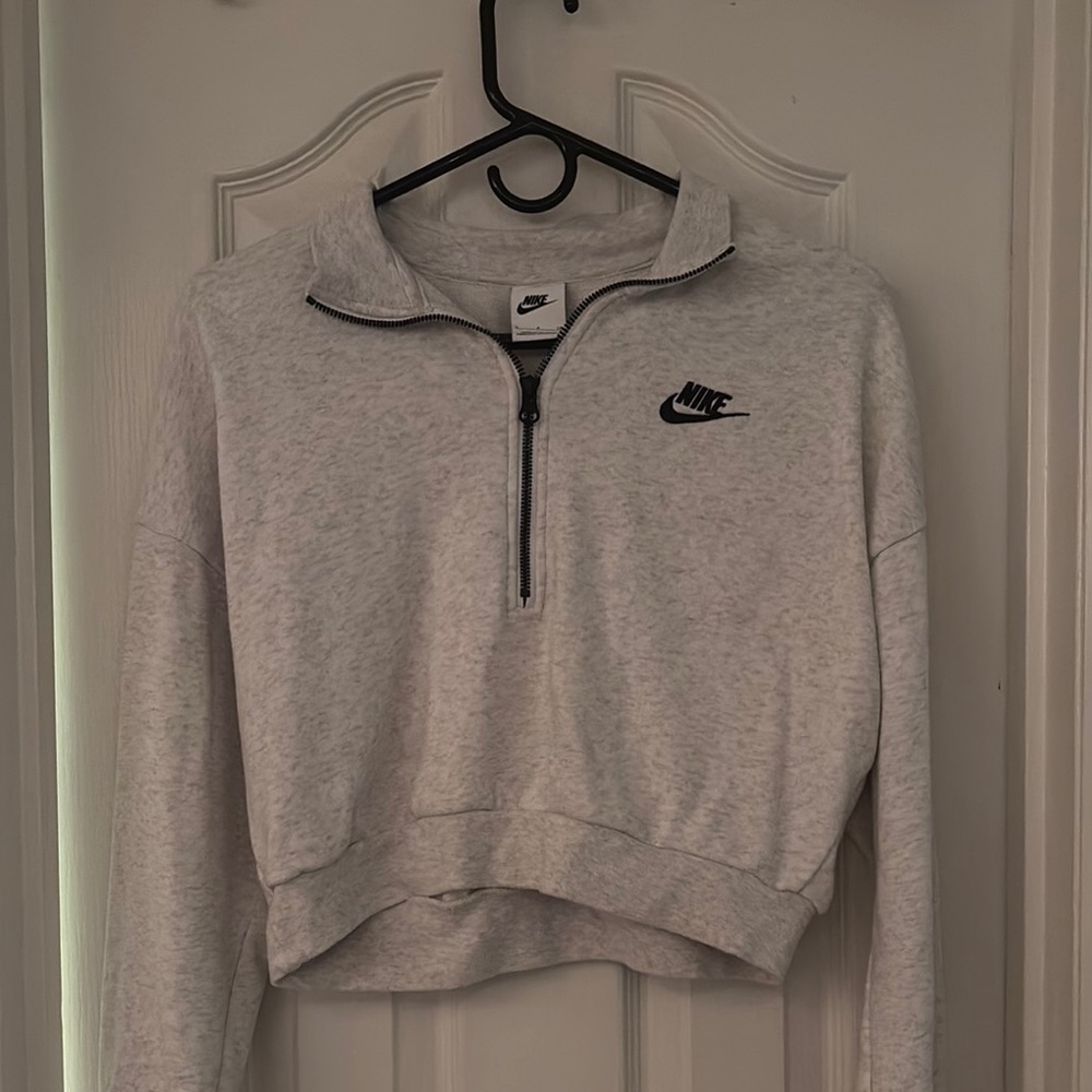 Nike grey Cropped Polo Sweatshirt
